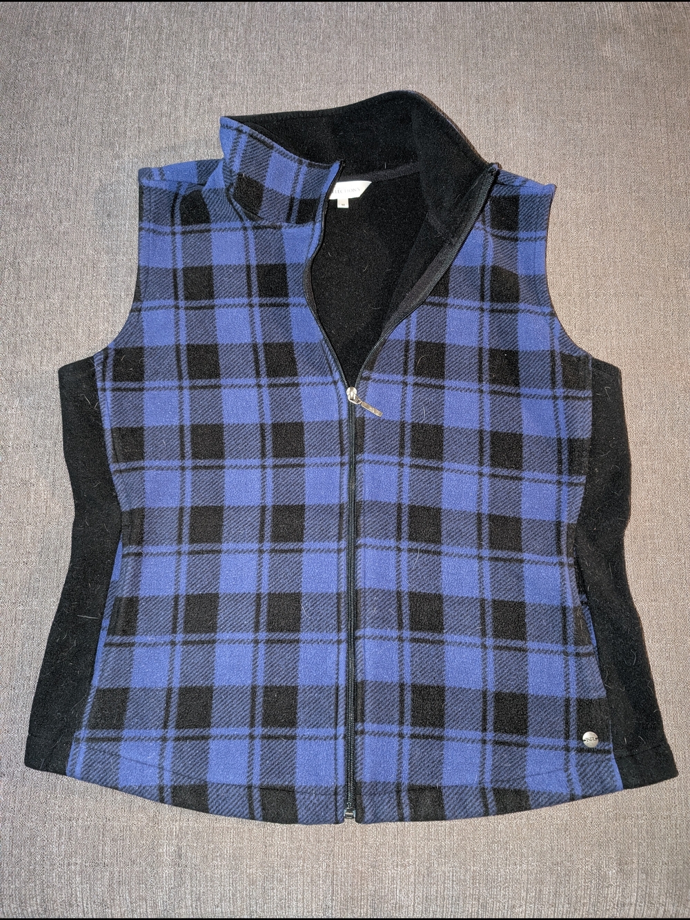 Northern Reflections Blue and Black Plaid Fleece Vest